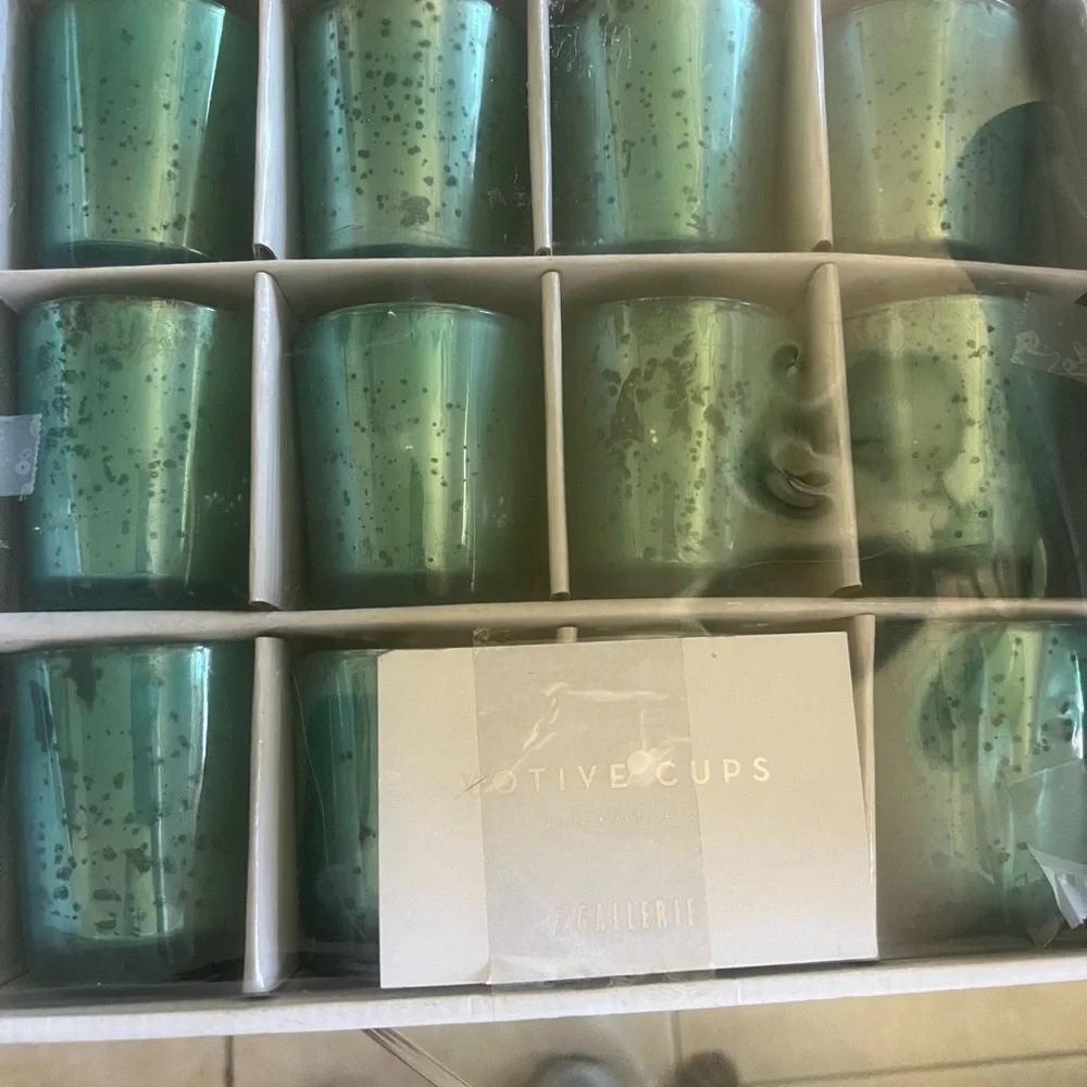 Z Gallerie Votive & Teal Light Candle Holders, 12 pcs Glass (Aqua).